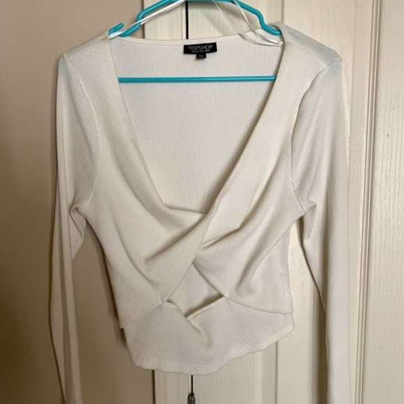 White Long Sleeve Crop Top - Picture 1 of 1